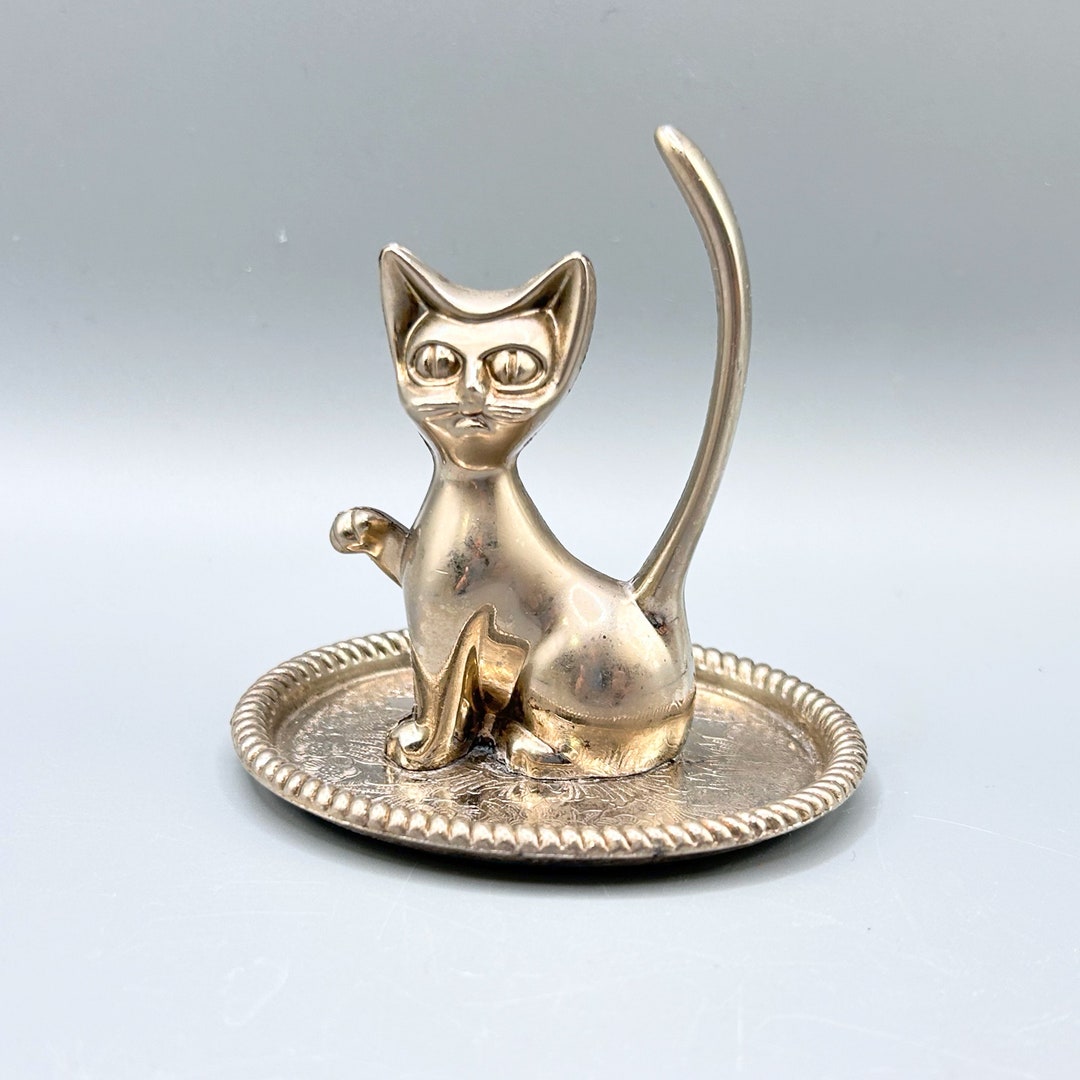 Whiskerready Vintage Silverplate Cat Ring Holder Hong Kong Etsy
