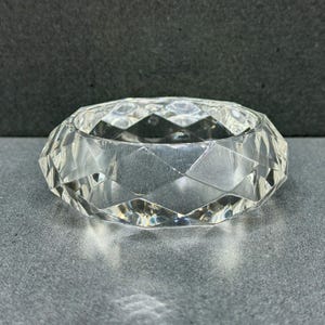 Vintage Clear Lucite Bangle Bracelet | Faceted Geometric Design | Sparkling Retro Jewelry