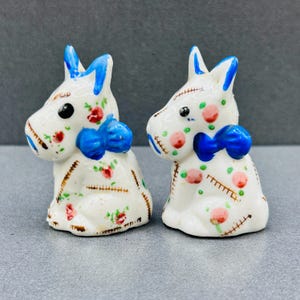 Vintage Stitch Terrier Dogs Salt & Pepper Shakers | Hand-Painted | Made in Japan