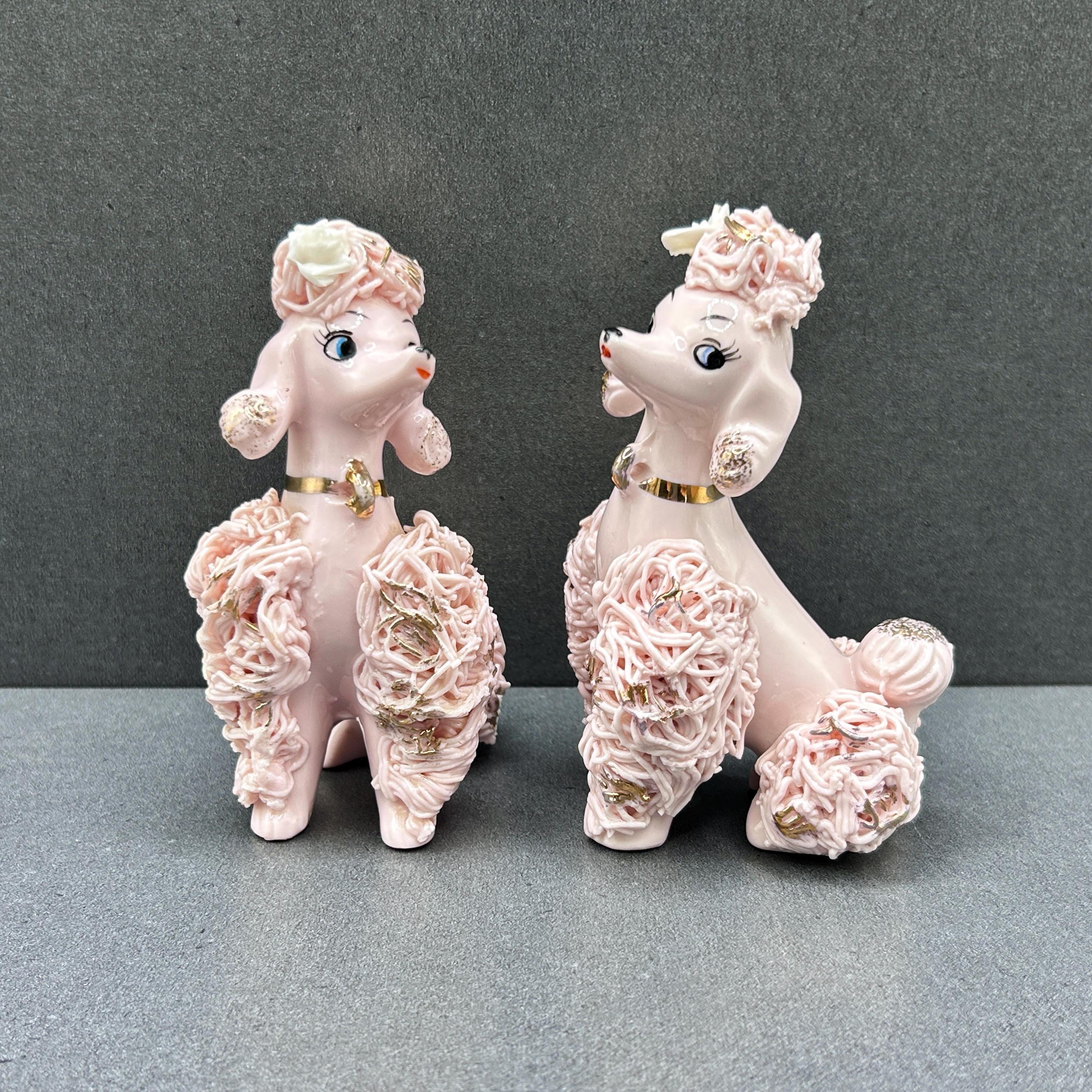 アメリカ1950sヴィンテージ 幸せを呼ぶピンクプードル ペア 陶器高さ20cm Sassy 1950s Pink Poodle Pair | Kitsch Ceramic Figurines | Made in