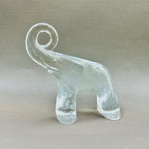 Kosta Boda Zoo Series Glass Elephant | Glass Elephant Figurine | Mid-Century Modern | Bertil Vallien | Scandinavian Art Glass