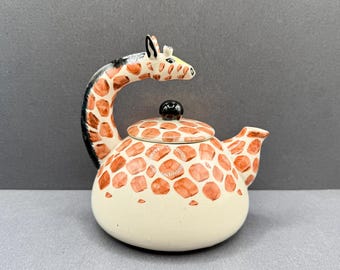 Rara teiera Pier 1 Giraffe / Modello Safari ritirato dal mercato nel 1998 / Ceramica vintage