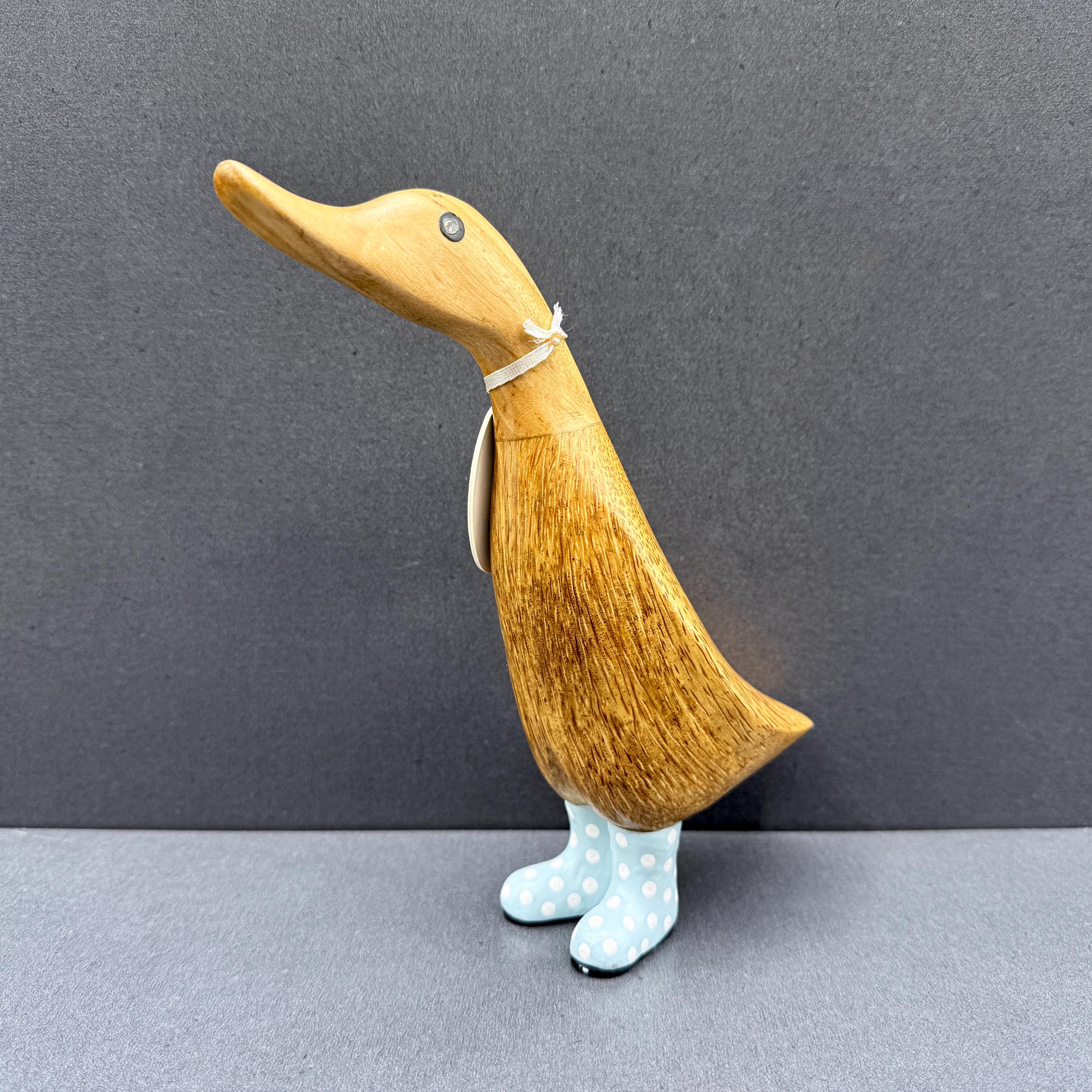 Figurine en Bois Bottes de Canard à Fleurs Rouges