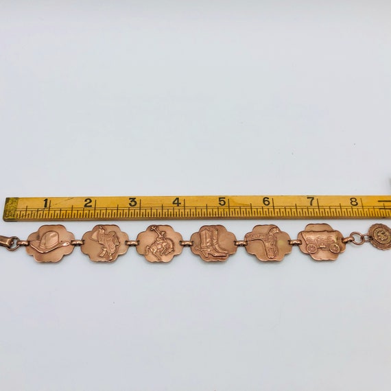 1950s Western Themed Copper Link Bracelet Novelty… - image 5
