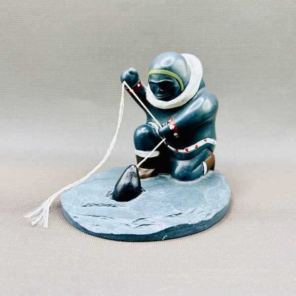 Explore the Arctic | Boma Inuit Seal Hunter Figurine | Handcrafted Resin Art | Vintage