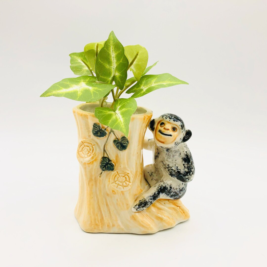 Vintage Smiling SLOTH Mini Planter Sloth Hugging Tree Ceramic - Etsy