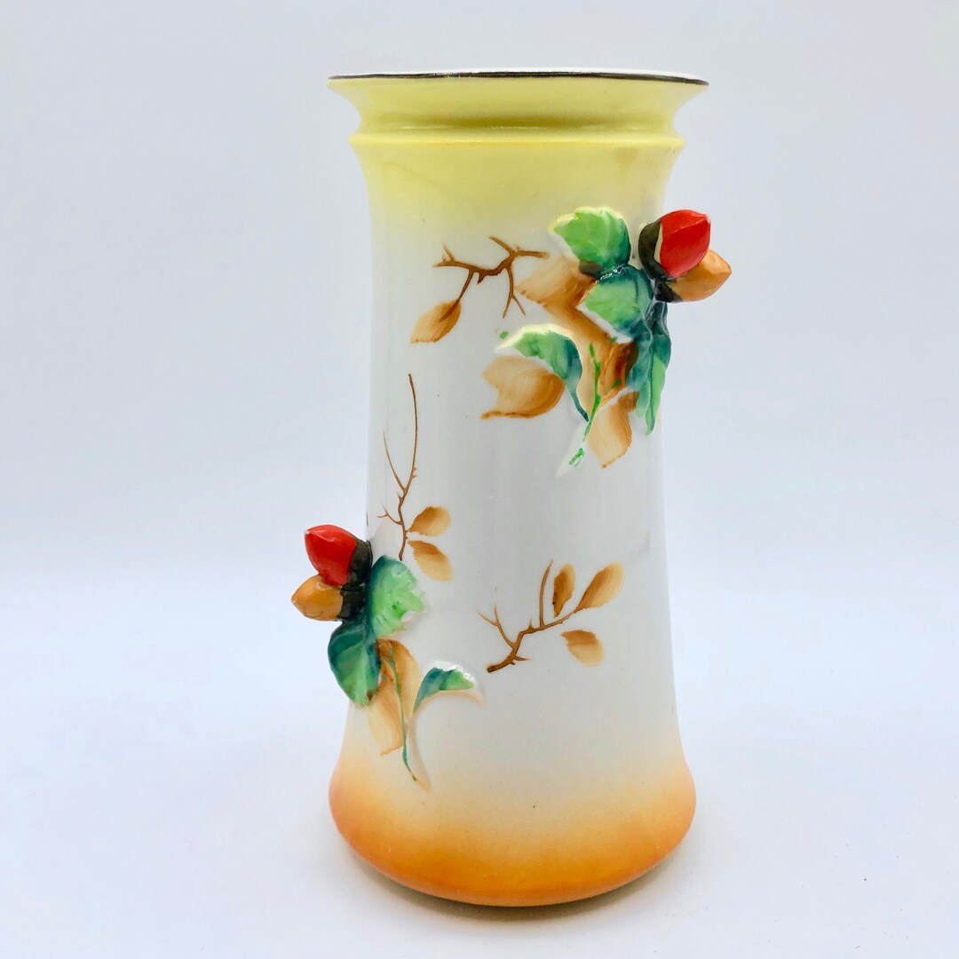 Vintage Trico Nagoya Japan Porcelain Vase Handpainted Art Etsy