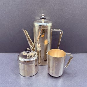 Art Deco Silver Plate Coffee Service with Tray | Hong Kong Set with Bakelite Finials