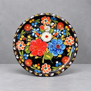 Vibrant Mexican Batea | Hand-Painted & Carved Folk Art Plate/Bowl