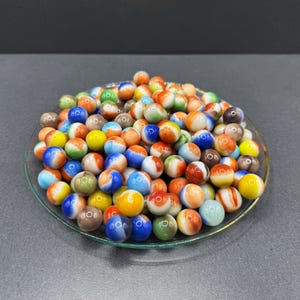 160 Vitro Agate Marbles – Big Vintage Lot in a Rainbow of Swirls