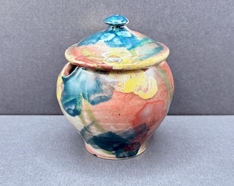 Vasetto per miele in gres lavorato a mano / Utensili da cucina smaltati vintage canadesi