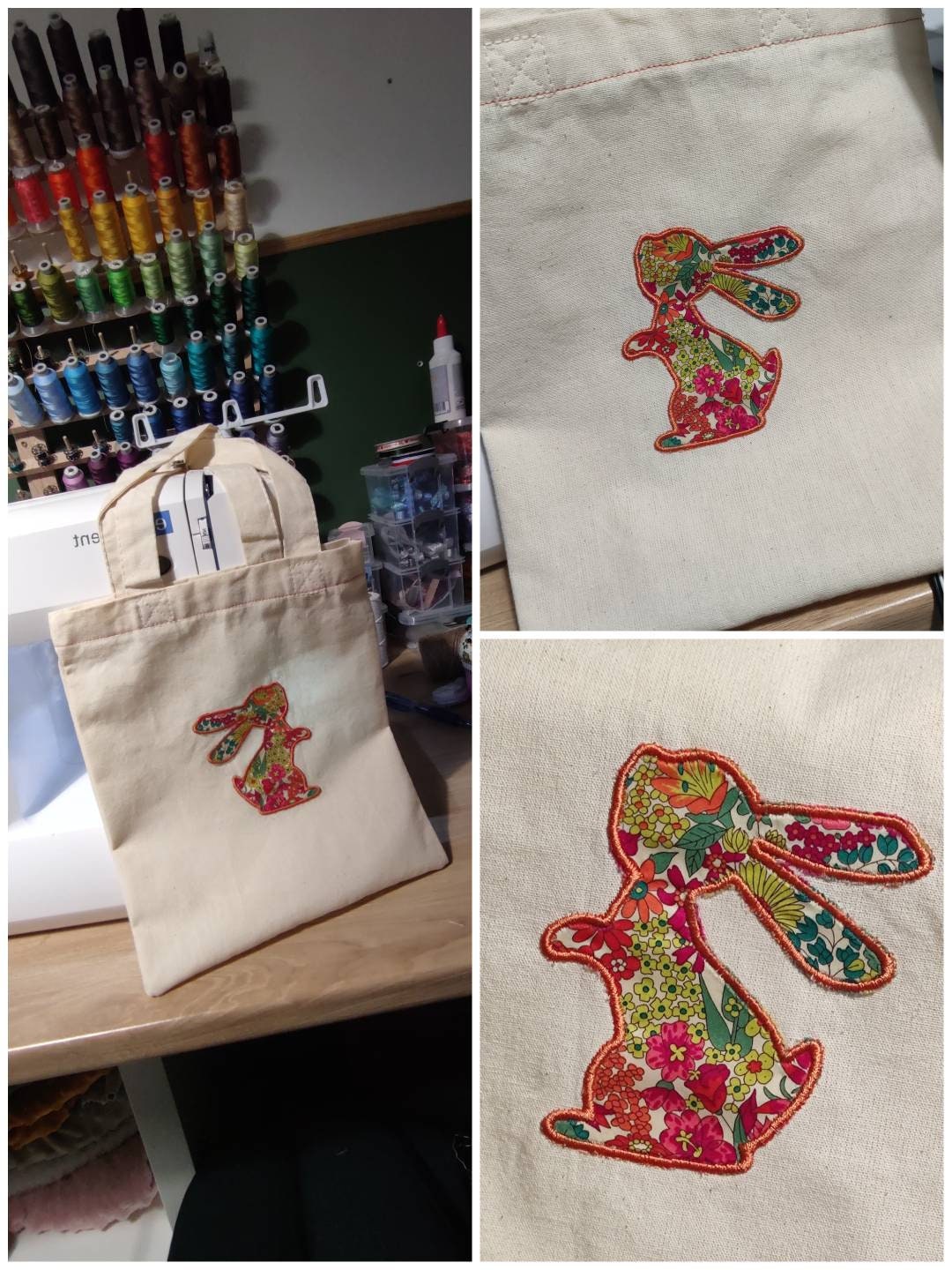Petit Sac Lapin Appliqué Pâques