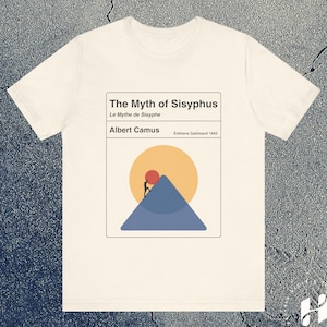 Mythe de Sisyphe T-shirt minimaliste, chemise mythologie, haut philosophique pour hommes et femmes, Albert Camus, t-shirt philosophie