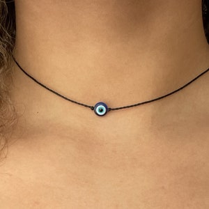 Evil eye macrame choker necklace, nazar boncuk, boho choker, greek turkish eye