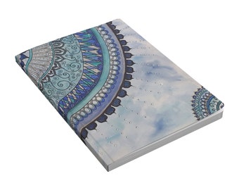 Blue Sun Mandala Journal Notebook Boho Mindfulness Gift for Her