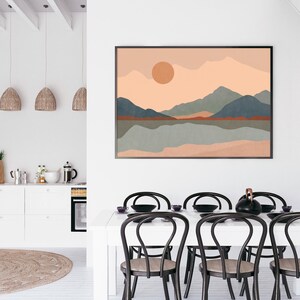 Sonne und Bergsee Druck Blauer Grat Abstrakte Landschaft | Etsy