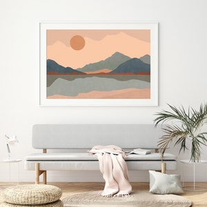 Sonne und Bergsee Druck Blauer Grat Abstrakte Landschaft | Etsy