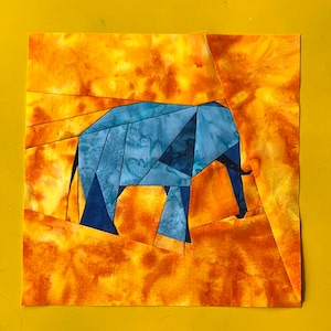 FPP Pattern Elephant, Foundation Paper Piecing Quilt Pattern, Digital