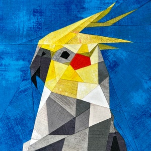süßer Nymphensittich, lustiger Papagei / Kakadu Foundation Paper Piecing Quilt Muster, FPP, Schnittmuster my feathered friend the Cockatiel