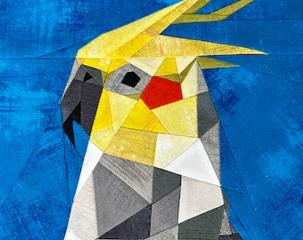My feathered friend, the Cockatiel - Parrot / Cockatoo Foundation Paper Piecing Quilt Pattern, FPP Pattern, Funny Animal Patchwork Pattern