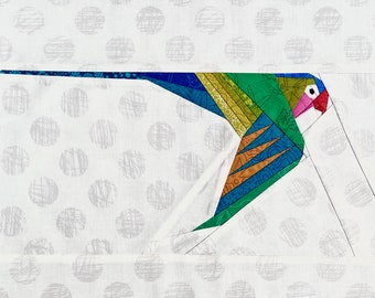 FPP Pattern Parakeet in Flight, Foundation Paper Piecing Quilt Pattern, Digital