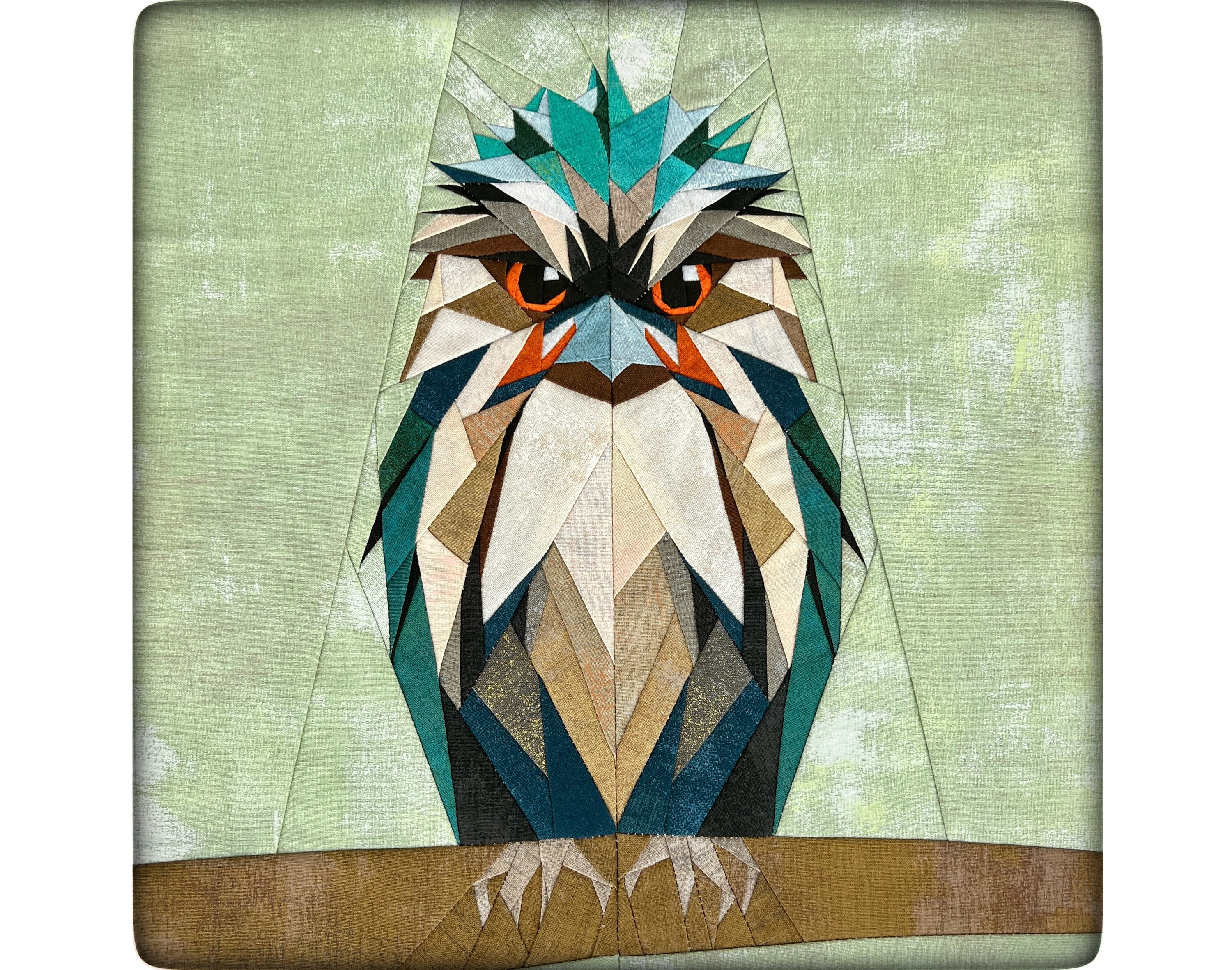 Eule Tawny Frogmouth, lustiger australischer Vogel Foundation Paper Piecing Quilt Muster, FPP, Schni