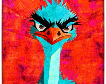 Grumpy Emu - Australia's tallest native bird Foundation Paper Piecing Quilt Pattern, FPP Pattern, Funny Animal Patchwork Pattern