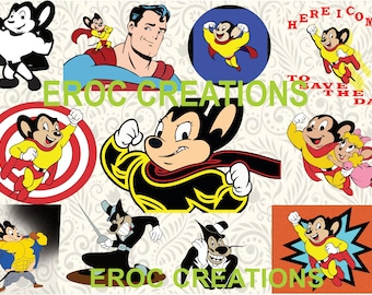 and layered SVG cut file PNG vintage cartoon mighty mouse image file image file for crafters. JPG compatible with Cricut design space