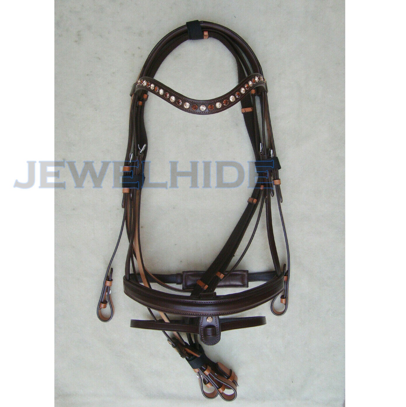 New Black Leather Clear Crystal Beautiful Horse Bridle Brow-Band Free Shipping. 