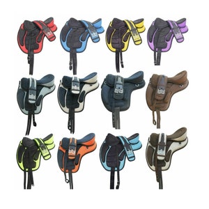 Handmade Treeless Freemax English Saddle With Girth & Stirrups 14+ Colors 10 inch to 19 inch Size F/Ship by Jewelhide