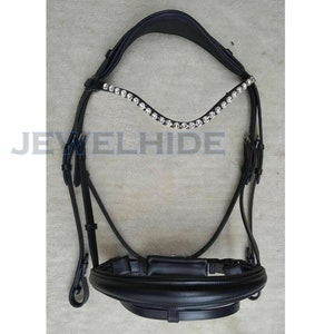 Anatomic Leather Horse Bridle With Crystal Wave Browband Free Shipping