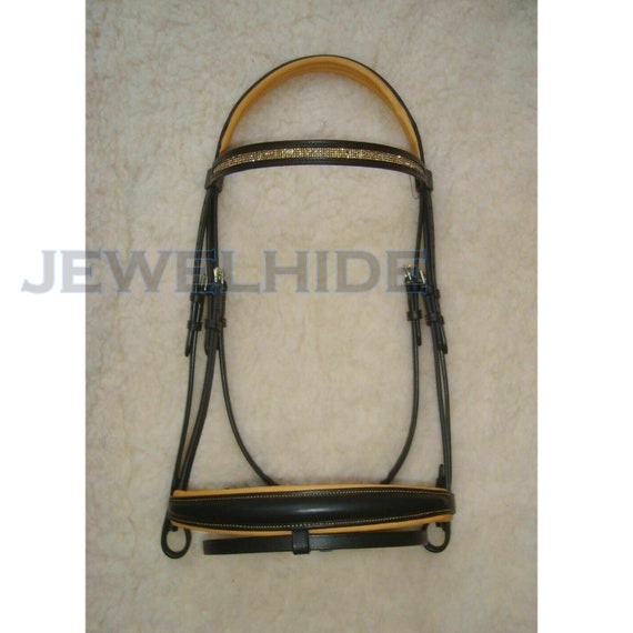 New Weymouth Leather Double Reins Bridle With Brown Padding All Size Free Ship 