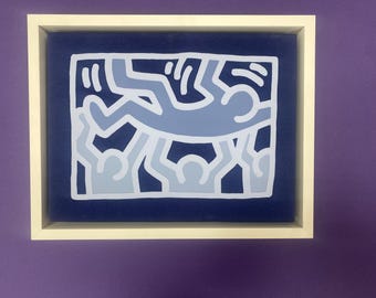 Minimalist White Floater Frame with Blue Pop Art - Professional Gallery Display