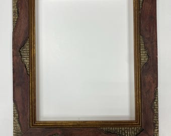 Textured Brown and Gold Frame, 5x7, Rustic Modern Photo Display, Unique Statement Wall Art