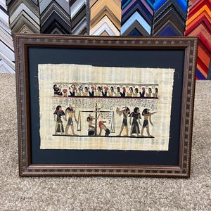 Queen Nefertari Offering Flowers Hand-Painted Egyptian Papyrus- Framed Artwork