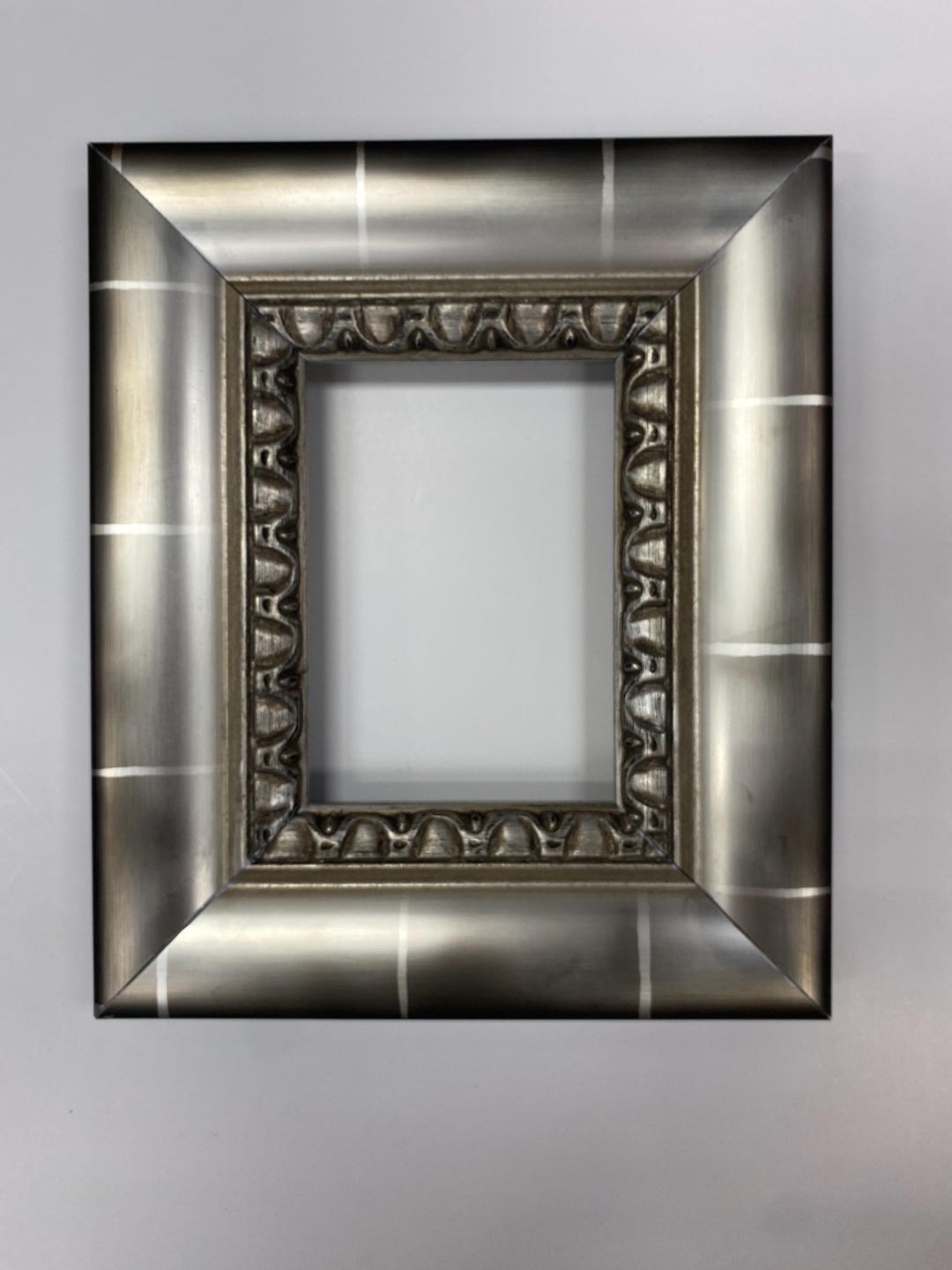 Square Metallic Frame, Silver and Pewter, Modern Ornate Photo Display ...