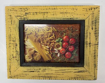Framed Kitchen Print, Rustic Yellow Decor, Italian Pasta Art, Farmhouse Wall Hanging, Foodie Gift