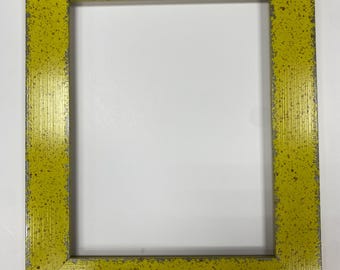 Distressed Yellow Frame, Modern Splatter Paint Design, Industrial Metal Look, Photo Display