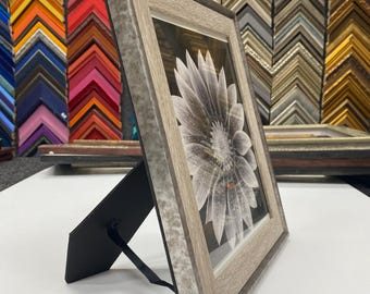 Modern Two Tone Frame, Aged Pewter and Light Woodgrain, Rustic Contemporary Photo Display