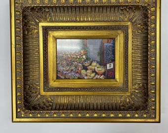 Ornate Gold Frame, 5x7 Art, Framed Italian Market Print, Traditional Tuscan Decor, Kitchen Wall Art