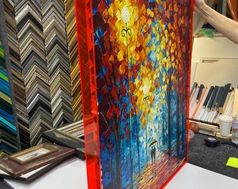 Fluorescent Acrylic Canvas Frame  Custom Size Floater Box  Modern Transparent Art Display Pink, Blue, Custom Colors