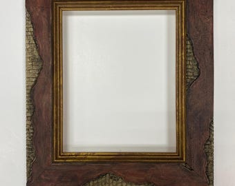 Modern Abstract Picture Frame, "Broken Edge" Design with Gold Reveal, Eclectic Masculine Home Decor