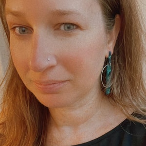 Green Marbled Acrylic Statement Earrings | Silver Hoop | Pop of Color |Dangle Earrings | Free Shipping