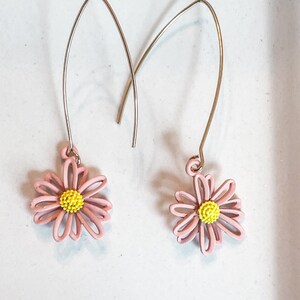 Pink Flower Statement Dangle Statement Earrings | Spring Collection | Bright Earrings | Pink Flower| Pink | Daisy | Free Shipping