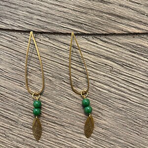 Gold and Green Statement Earrings | Art Deco | Free Shipping | Handcrafted
