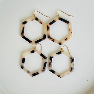 Hexagon Tortoiseshell Statement Earrings | Pop of Color Collection | Minimalist Statement Earrings | Free Shipping | Fall