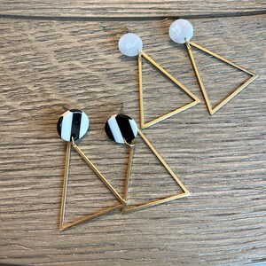 Dreieck Statement Ohrringe || Acetat || Messing Dreieck || Boho || Art Deco || Geometrische || Versandkostenfrei || Handgefertigter Anhänger Statement