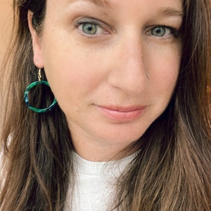 Green and Gold Statement Earrings | Green Hoop | Gold and Green Hoop | Christmas | St. Patrick&#39;s Day | Free Shipping