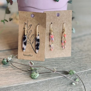 Minimalist Statement Dangle Earrings || Gold and Acetate Drop || Tortoiseshell ||Pink Green Accents || Gifts for Her || Handcrafted