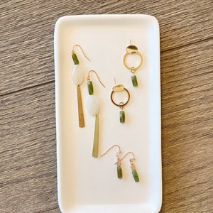 Green and White Stone Statement Earrings | Stone Elements | Gold Collection | Green and White Stones | Fall Earrings | Free Shipping